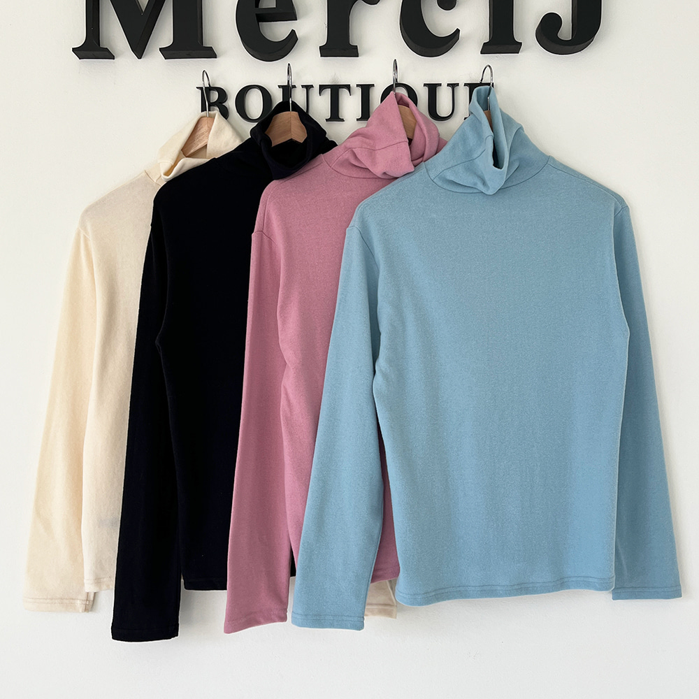 MERCI-952 보울 베이직 터틀넥 티셔츠 [4color]